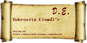 Dobrovits Elemér névjegykártya